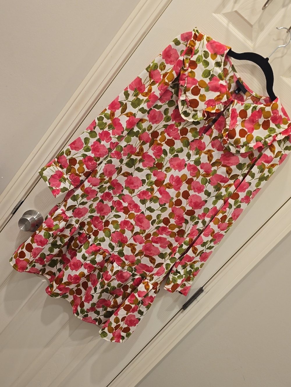 Floral Pink Green Ruffle-Hem Dress
